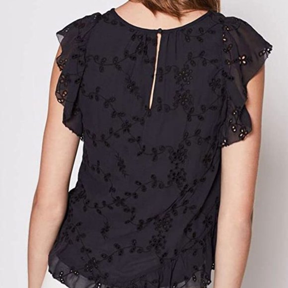 NWT Joie Silk Eyelet Top with Flutter Sleeves, Size XS - Picture 12 of 15